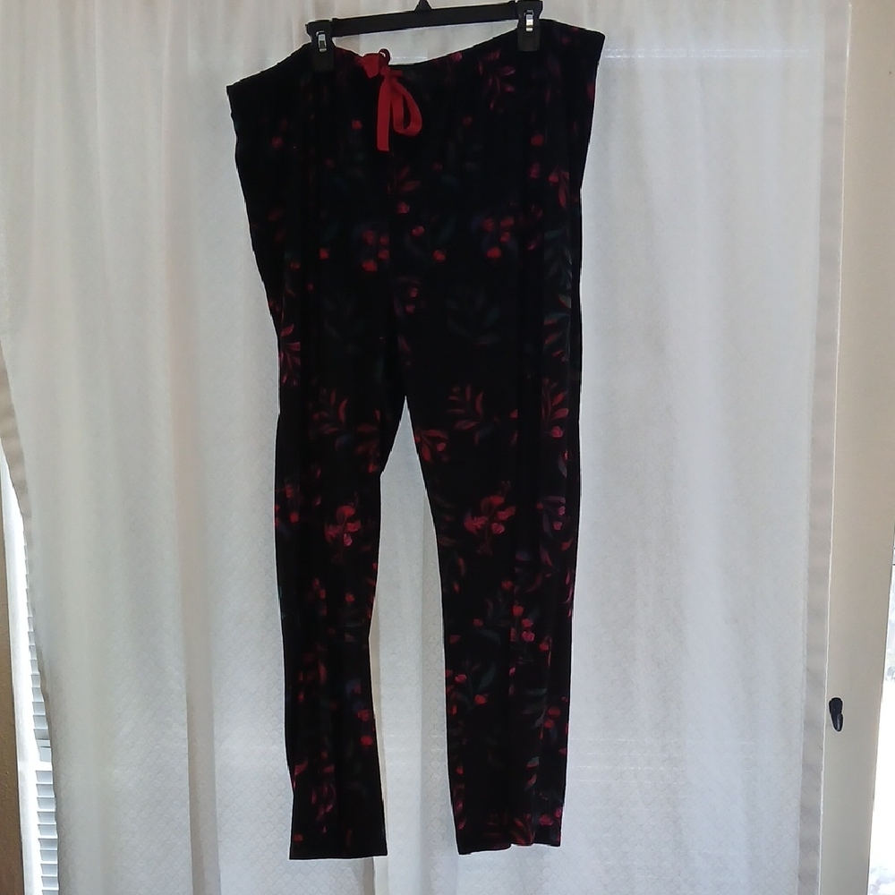 stars above Black Pajama Pants with Red Floral Print